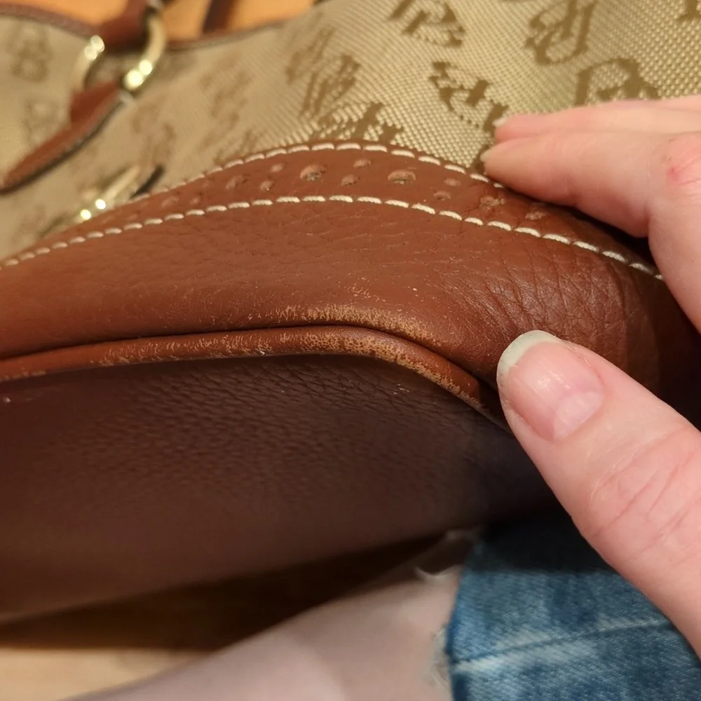 Dooney & Bourke  GUC Canvas Monogram Brown Tote Purse COA & Registration Card - Picture 6 of 15